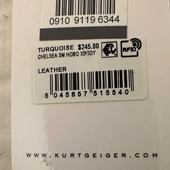 Kurt Geiger Turquoise Quilted Chain Shoulder Bag - Picture 12 of 12